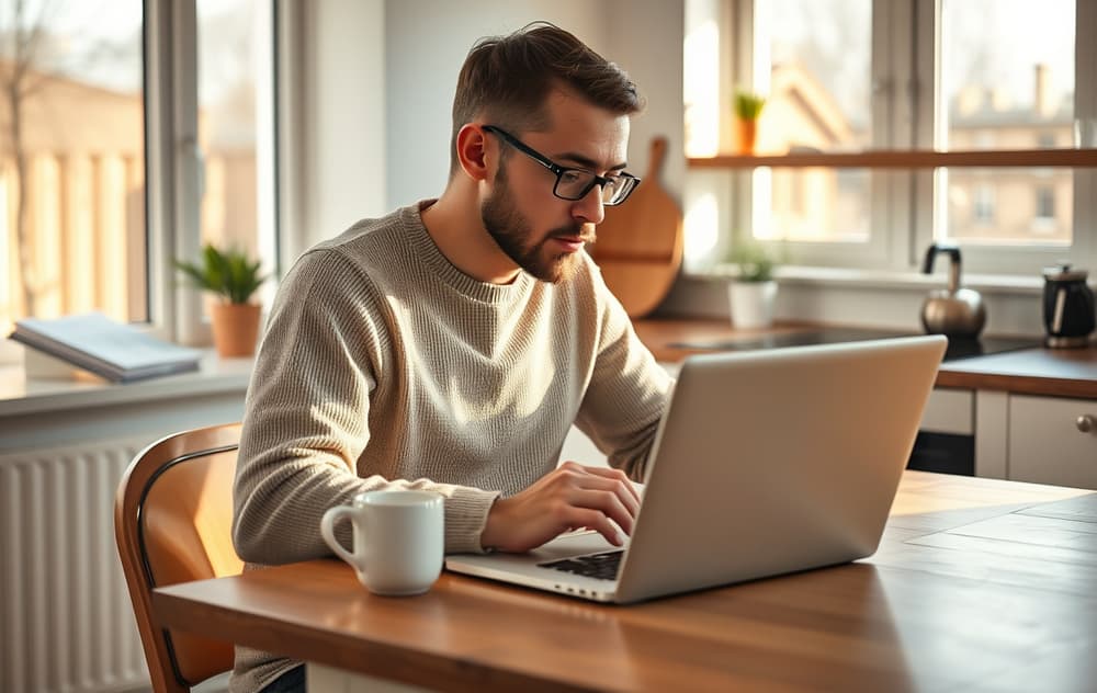 Person som sammenligner anbefalt casino på laptop